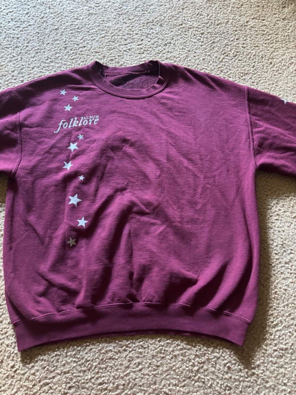 Taylor Swift Official Folklore “Drew Stars Around My Scars” Maroon Crewneck L